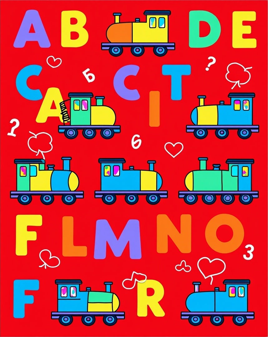 Alphabet Trains Playful Illustration Rug