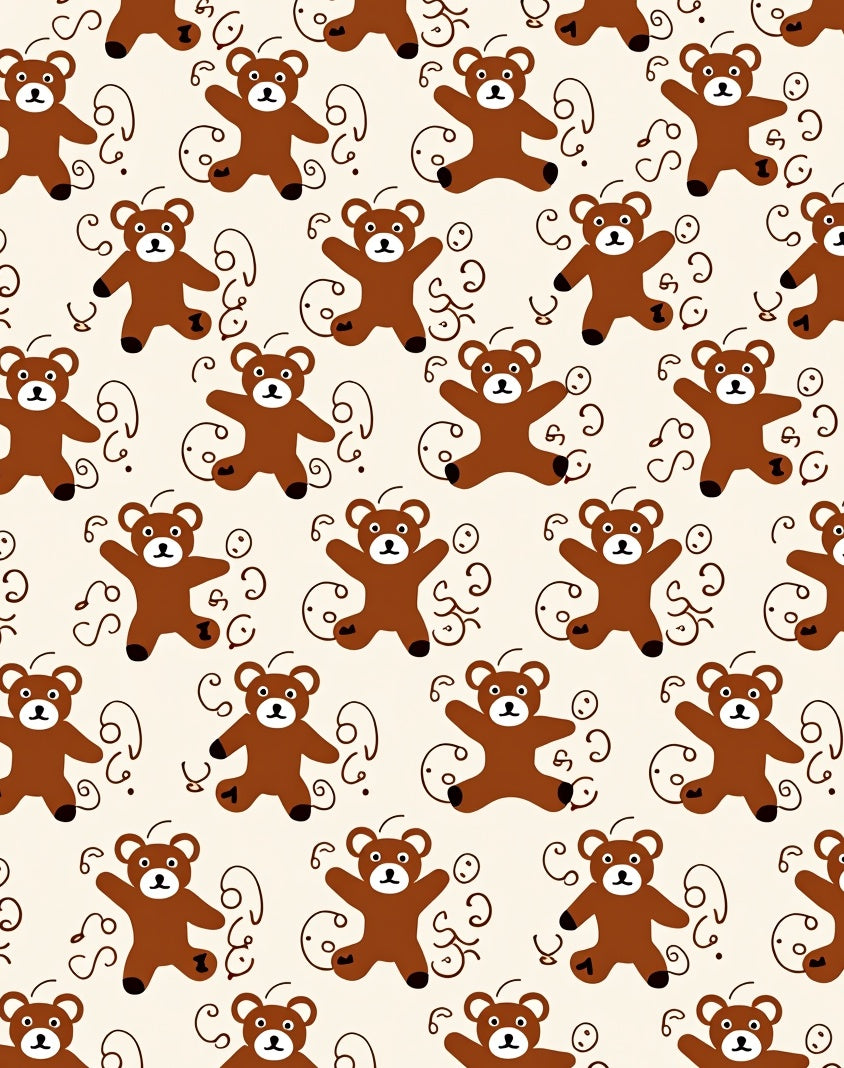 Brown Teddy Bear Whimsical Swirls Rug