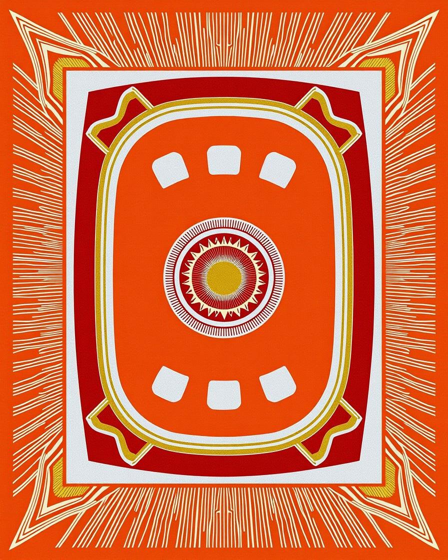 Vibrant Sunburst Geometric Medallion Rug