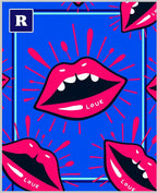 Pop Art Blue Pink Lips Blast Rug