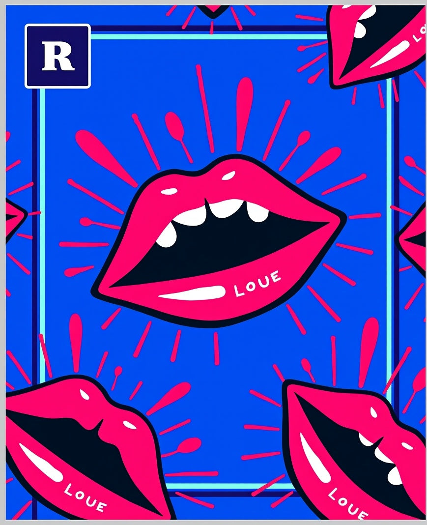 Pop Art Blue Pink Lips Blast Rug