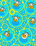 Fun Blue Yellow Cow Circles Rug