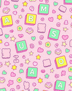 Fun Pink Alphabet Blocks Star Hearts Rug