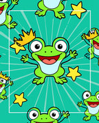 Happy Green Frog Crown Star Background Rug