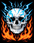 Fiery Skull With Electric Blue Flames Rug