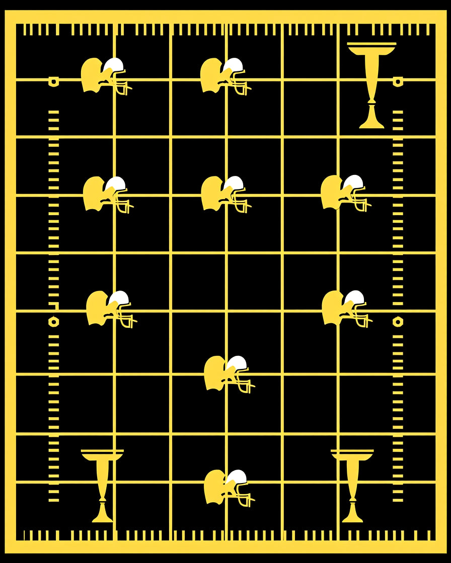 Black Yellow Football Grid Trophy Rug