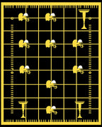 Black Yellow Football Grid Trophy Rug