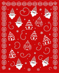 Festive Red Santa Tree Swirl Border Rug