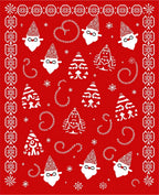 Festive Red Santa Tree Swirl Border Rug