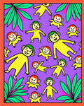 Playful Yellow Monkeys Jungle Foliage Rug