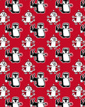 Red Black White Penguin Repeat Rug