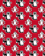 Red Black White Penguin Repeat Rug