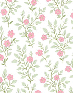Delicate Pink Floral Botanical Arrangement Rug