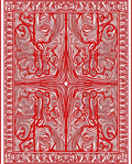 Crimson Intertwined Abstract Border Rug