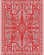 Crimson Intertwined Abstract Border Rug