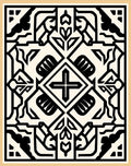 Bold Black Ivory Geometric Medallion Rug
