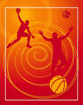 Crimson Orange Basketball Action Swirl Rug