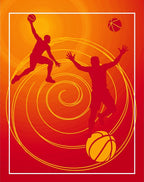 Crimson Orange Basketball Action Swirl Rug