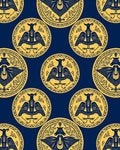 Golden Double Headed Eagle Round Medallion Rug
