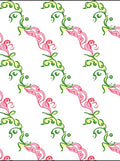 Pink And Green Swirling Floral Vines Rug
