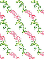 Pink And Green Swirling Floral Vines Rug