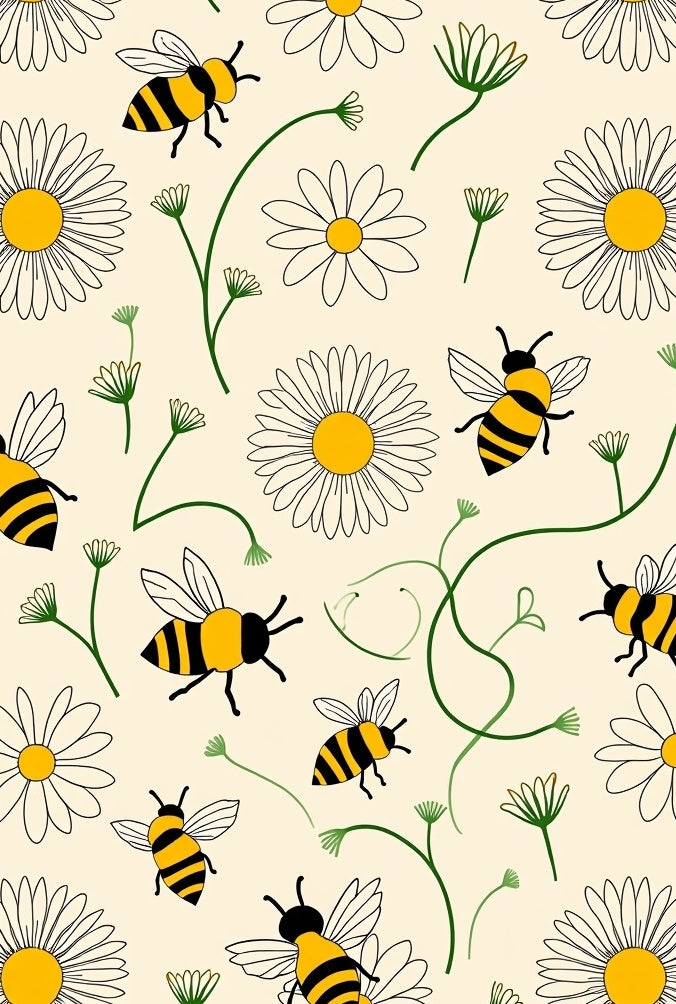 Yellow Bee Daisy Garden Rug