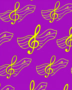 Vibrant Purple Yellow Treble Clef Waves Rug