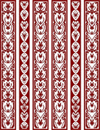 Crimson White Vertical Botanical Stripe Rug