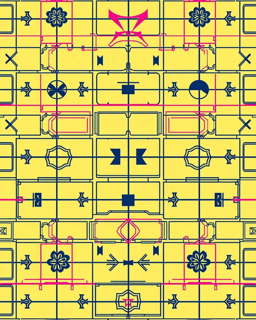 Yellow Cobalt Pink Geometric Accordion Rug