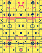 Yellow Cobalt Pink Geometric Accordion Rug