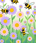 Whimsical Bees Amongst Pastel Daisies Rug