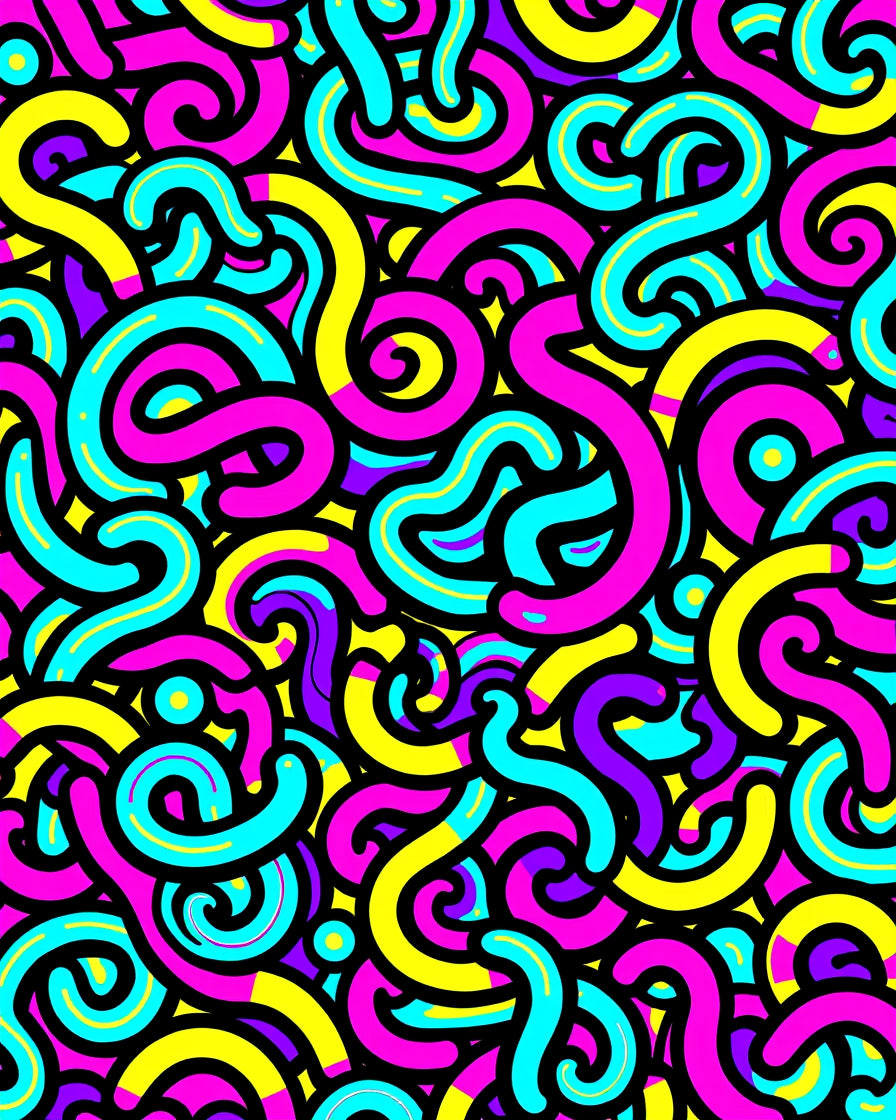 Vibrant Retro Swirl Abstract Rug