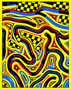 Bold Yellow Checkerboard Flow Rug