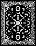 Classic Black White Floral Medallion Border Rug