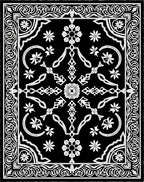 Classic Black White Floral Medallion Border Rug