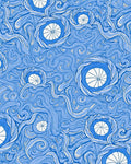 Whimsical Blue Swirl Spiral Circular Rug