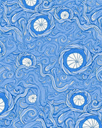 Whimsical Blue Swirl Spiral Circular Rug