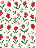 Red Strawberry Flower Cream Field Rug