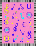 Pink Musical Notes and Stars Rug