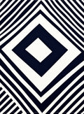 Bold Navy White Geometric Diamond Rug