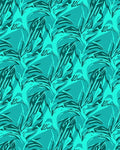 Aqua Abstract Tropical Leaf Rug