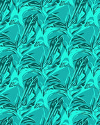 Aqua Abstract Tropical Leaf Rug
