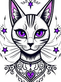Mystic Purple Star Cat Portrait Rug