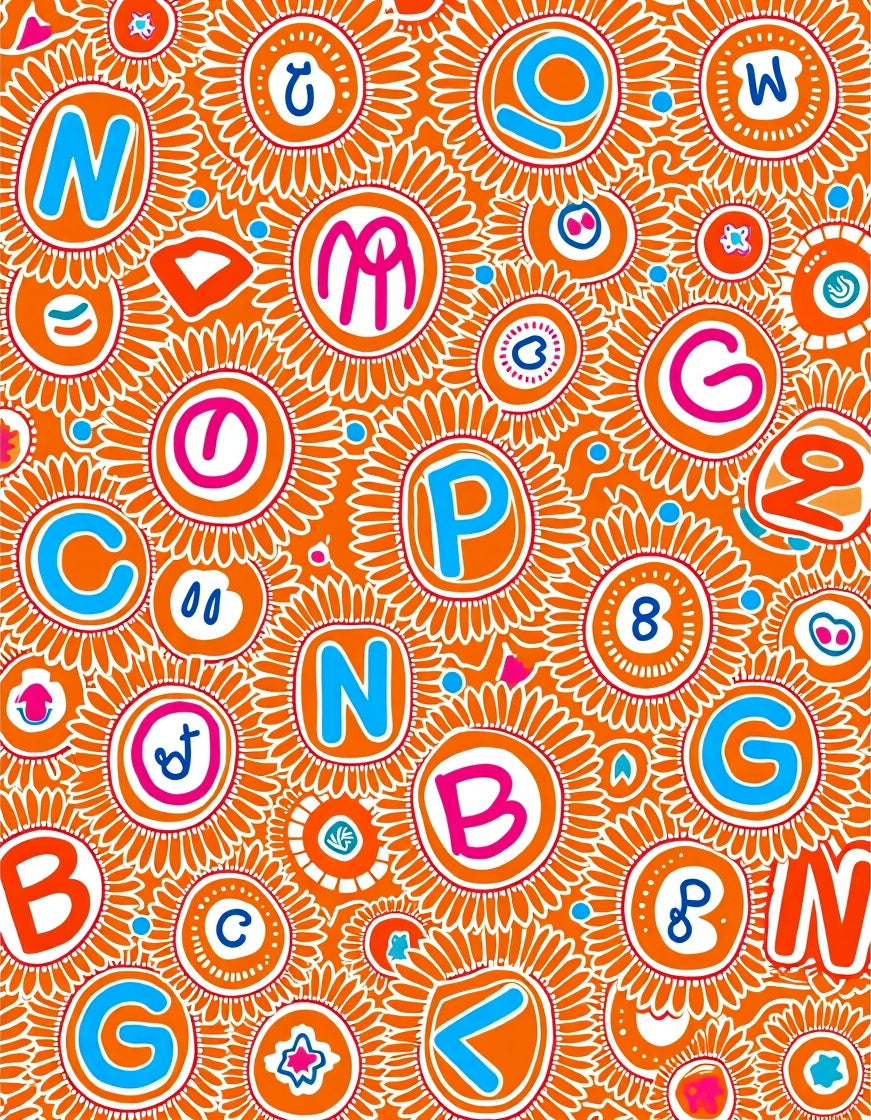 Orange Sunflower Alphabet Explosion Rug