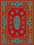 Bright Red Golden Blue Medallion Rug