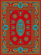 Bright Red Golden Blue Medallion Rug
