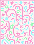 Pink Blue Green Abstract Doodle Rug