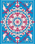 Majestic Pink and Blue Floral Mandala Rug