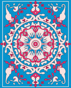 Majestic Pink and Blue Floral Mandala Rug