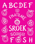 Whimsical Fruity Alphabet Collage Rug